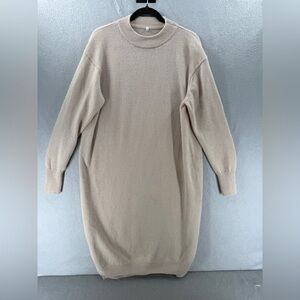 MUJI Wool Sweater Dress M‎ Tan Granola Minimalist Neutral Quiet luxury Modest